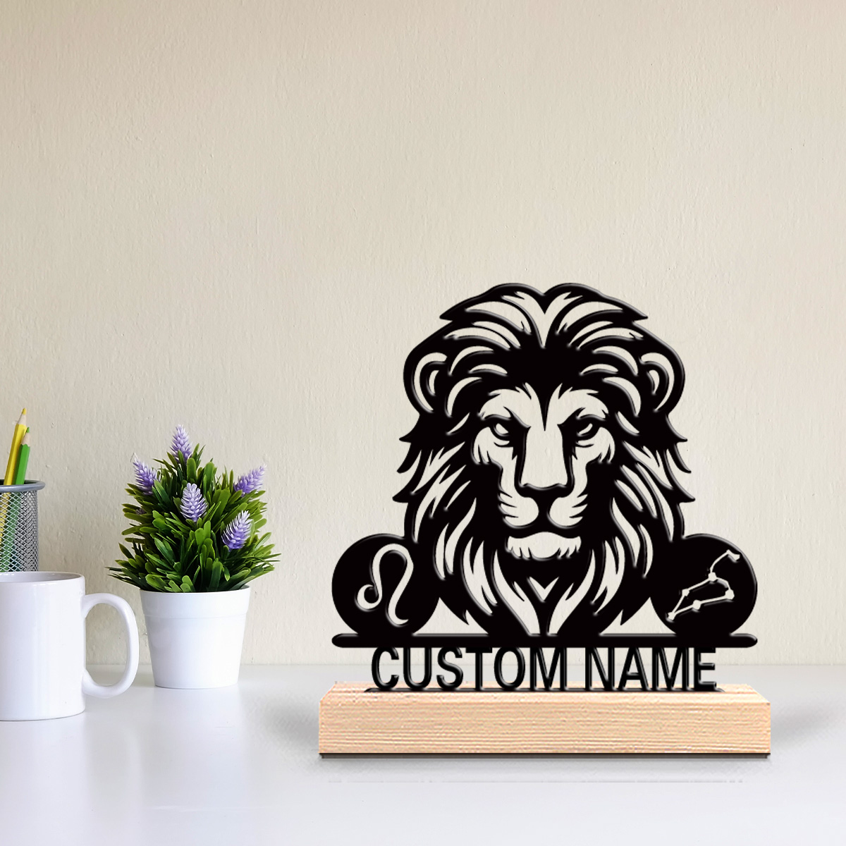 Art Craft Lion - تمثال أسد معدني مخصص بالاسم مع
