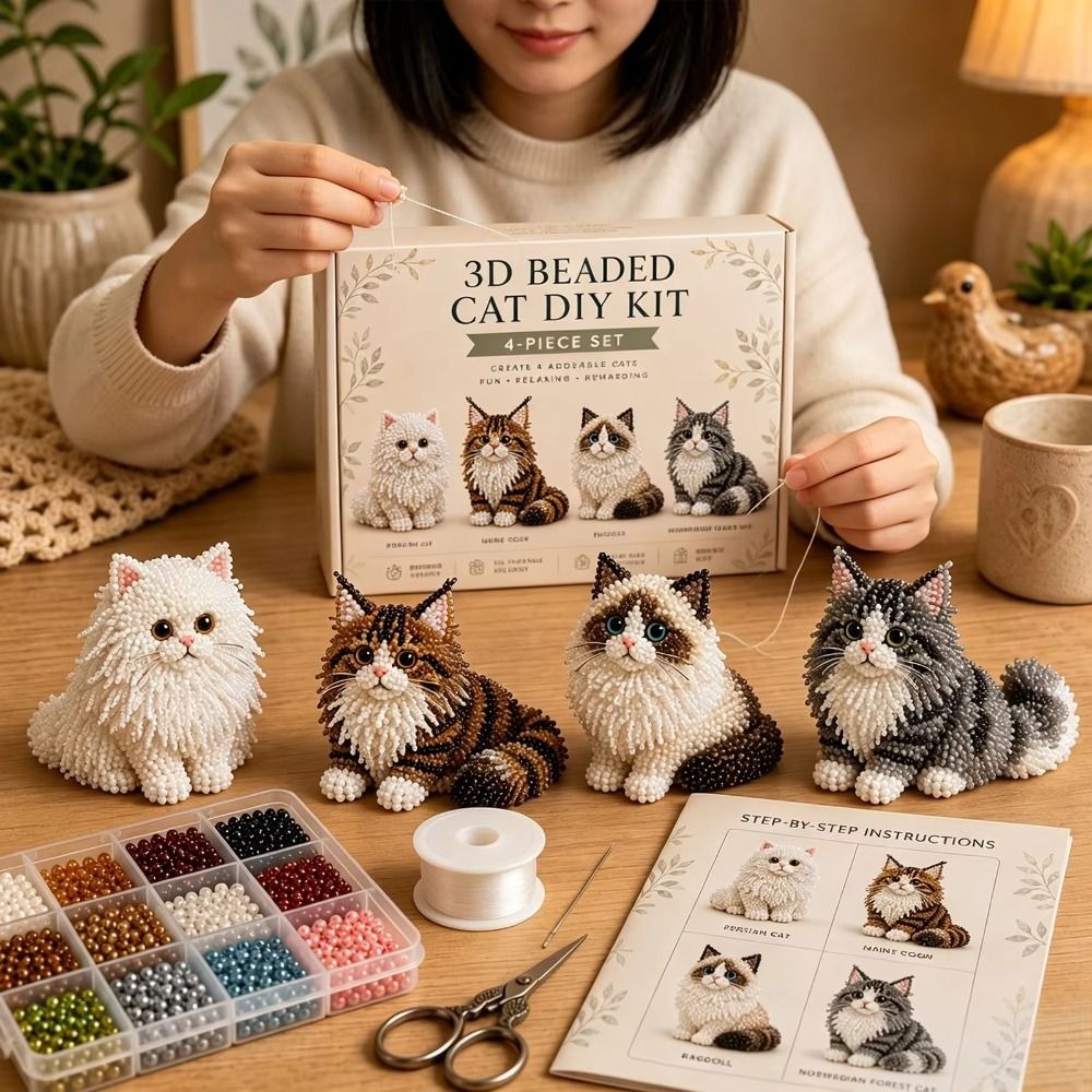 Art Craft Kits For Kids - طقم تطريز الخرز اليدوي بتصميم حيوانات،